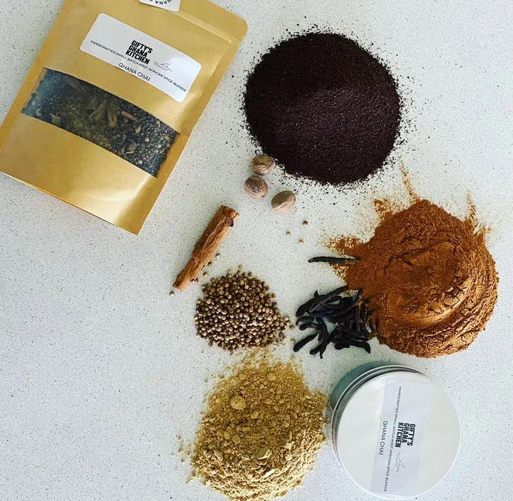 Ghana Chai Tea Blend - Handcrafted aromatic tea blend with native African Pepper (grains of Selim) Gifty's Ghana Kitchen